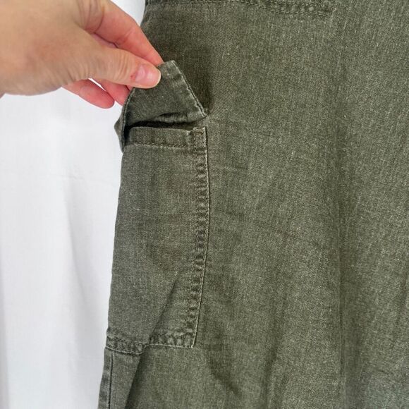 Christopher & Banks Army Green Linen Blend Cropped Casual Pants Size 16 - Picture 5 of 10